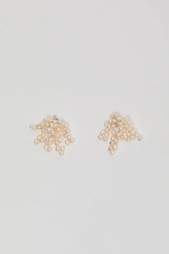 Logo Pearl Cluster Earrings in White^No.6 Store Clearance