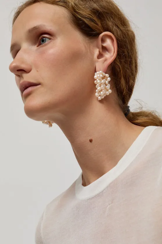 Logo Pearl Cluster Earrings in White^No.6 Store Clearance