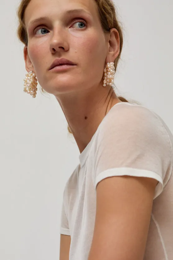 Logo Pearl Cluster Earrings in White^No.6 Store Clearance
