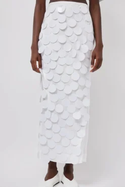 Long Sequin Skirt in White^No.6 Store Clearance