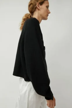 Merino Wool Stitched Cardigan in Black^No.6 Store Clearance