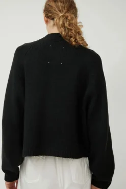 Merino Wool Stitched Cardigan in Black^No.6 Store Clearance