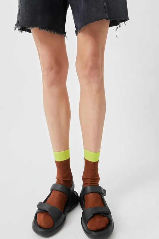Neon Tipped Mid Calf Socks in Rust^No.6 Store Online