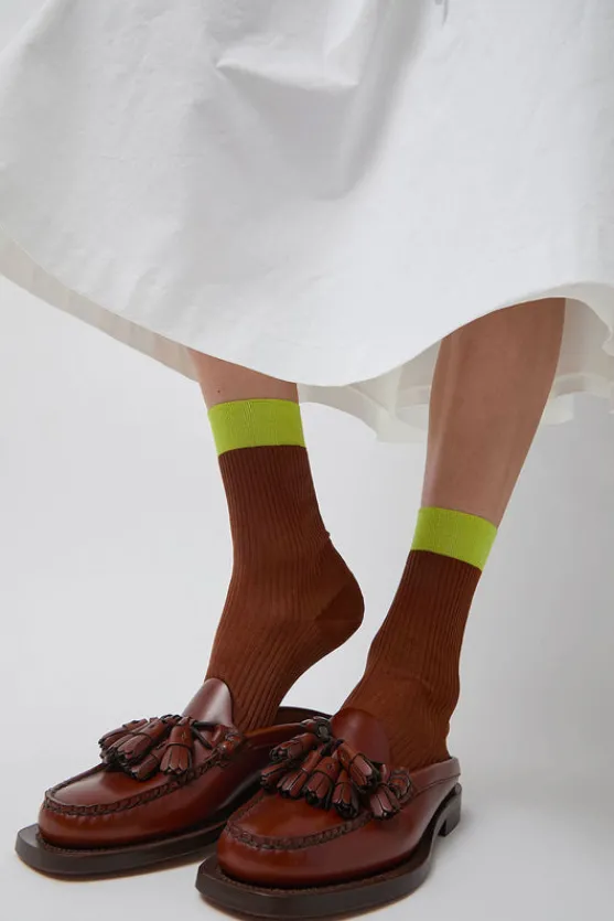 Neon Tipped Mid Calf Socks in Rust^No.6 Store Online