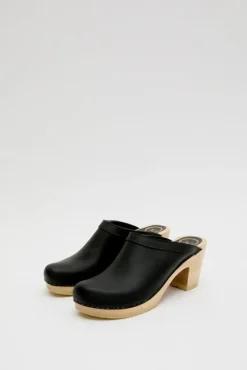Old School Clog on High Heel in Black^No.6 Store Clearance