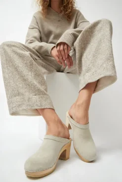 Old School Clog on High Heel in Chalk Suede^No.6 Store Hot