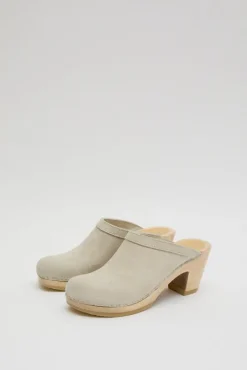 Old School Clog on High Heel in Chalk Suede^No.6 Store Hot