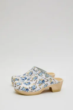 Old School Clog on Mid Heel in Blue Rose Patent^No.6 Store Discount