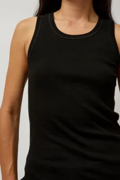Organic Cotton Soft Rib Singlet in Black^No.6 Store Clearance