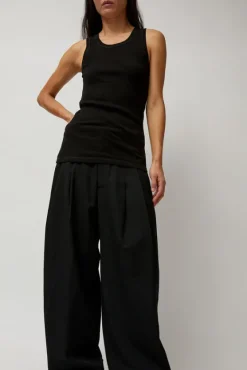 Organic Cotton Soft Rib Singlet in Black^No.6 Store Clearance