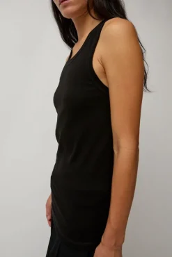 Organic Cotton Soft Rib Singlet in Black^No.6 Store Clearance