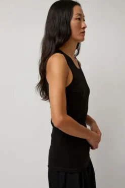 Organic Cotton Soft Rib Singlet in Black^No.6 Store Clearance