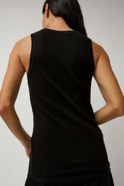 Organic Cotton Soft Rib Singlet in Black^No.6 Store Clearance