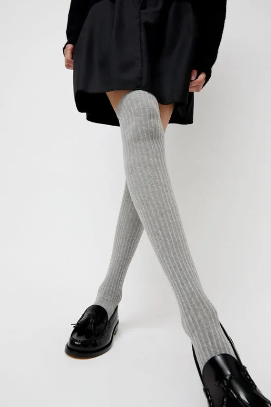 Overknee Socks in Grey Melange^No.6 Store Sale