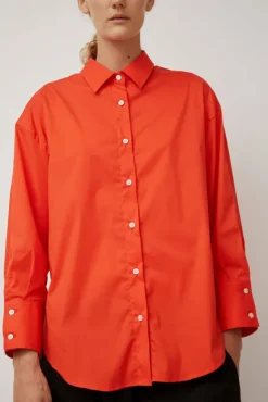 Oversize Cotton Shirt in Coral^No.6 Store Clearance