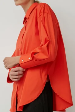Oversize Cotton Shirt in Coral^No.6 Store Clearance