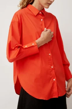 Oversize Cotton Shirt in Coral^No.6 Store Clearance