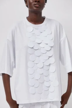 Oversized T-Shirt with Sequins in White^No.6 Store Hot