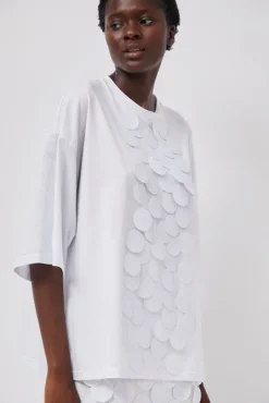 Oversized T-Shirt with Sequins in White^No.6 Store Hot