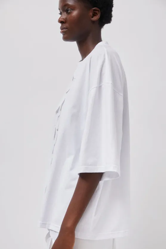 Oversized T-Shirt with Sequins in White^No.6 Store Hot
