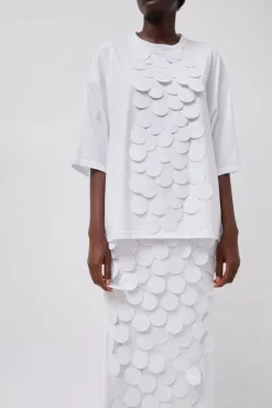 Oversized T-Shirt with Sequins in White^No.6 Store Hot