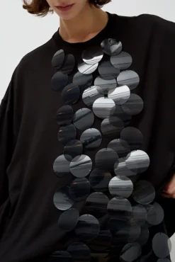Oversized T-Shirt with Sequins in Black^No.6 Store Discount