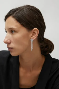 Pave Star Drop Earrings in White^No.6 Store New