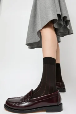 Pinstripe Viscose Socks in Dark Brown^No.6 Store Clearance