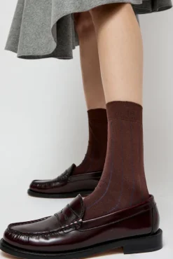 Pinstripe Viscose Socks in Caramel^No.6 Store Discount