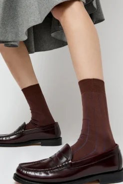 Pinstripe Viscose Socks in Caramel^No.6 Store Discount
