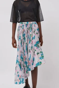 Pleated Asymmetric Skirt in Floral^No.6 Store New