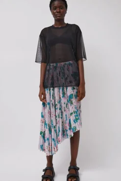 Pleated Asymmetric Skirt in Floral^No.6 Store New