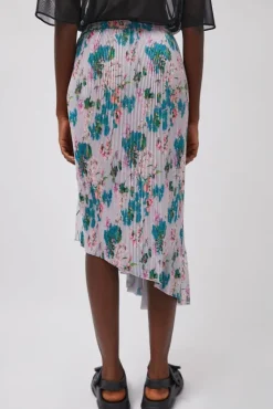 Pleated Asymmetric Skirt in Floral^No.6 Store New