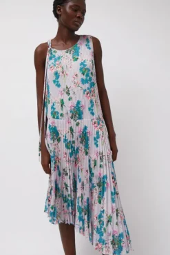 Pleated Asymmetric Sleeveless Dress in Floral^No.6 Store New