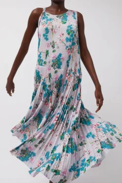 Pleated Asymmetric Sleeveless Dress in Floral^No.6 Store New