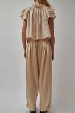 Raj Pleated Satin Pants in Creme^No.6 Store New