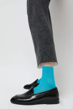 Ribbed Ankle Socks in Turquoise^No.6 Store Hot