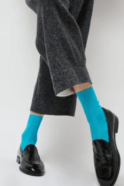 Ribbed Ankle Socks in Turquoise^No.6 Store Hot