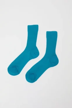 Ribbed Ankle Socks in Turquoise^No.6 Store Hot