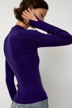 Ribbed Knit Polo in Grape^No.6 Store Fashion