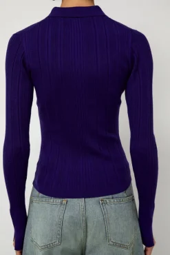 Ribbed Knit Polo in Grape^No.6 Store Fashion