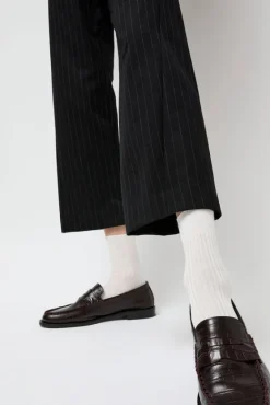 Ribbed Mid Calf Bio Cotton Socks in Off White^No.6 Store Outlet