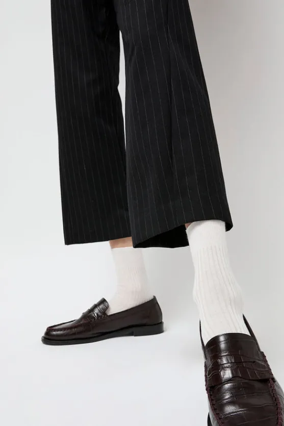 Ribbed Mid Calf Bio Cotton Socks in Off White^No.6 Store Outlet