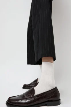 Ribbed Mid Calf Bio Cotton Socks in Off White^No.6 Store Outlet