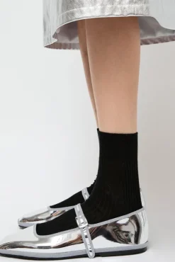 Ribbed Mid Calf Bio Cotton Socks in Nero^No.6 Store Online