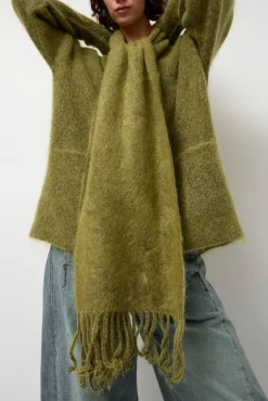 Ribbed Mohair Scarf in Matcha^No.6 Store Sale