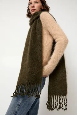 Ribbed Mohair Scarf in Olive^No.6 Store Sale