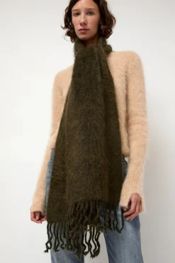 Ribbed Mohair Scarf in Olive^No.6 Store Sale