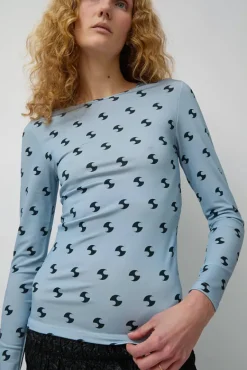 Sara Lycra Top in Blue and Black^No.6 Store Outlet