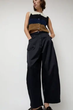 Satin Curved Pants in Night^No.6 Store Best